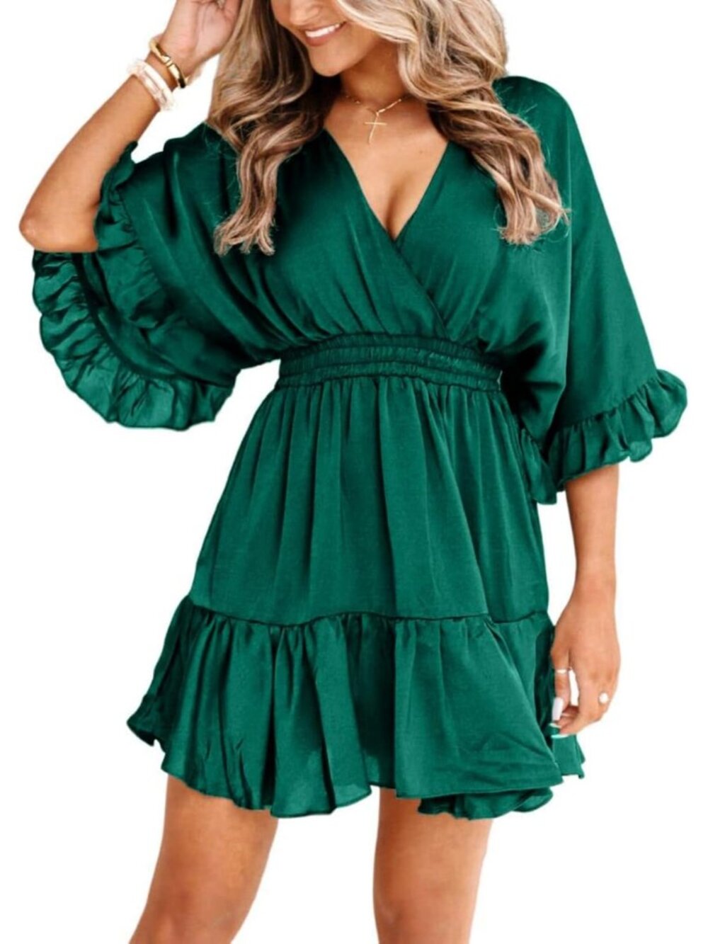 Womens V Neck Casual Dresses Summer Cute Mini Short Western Dress